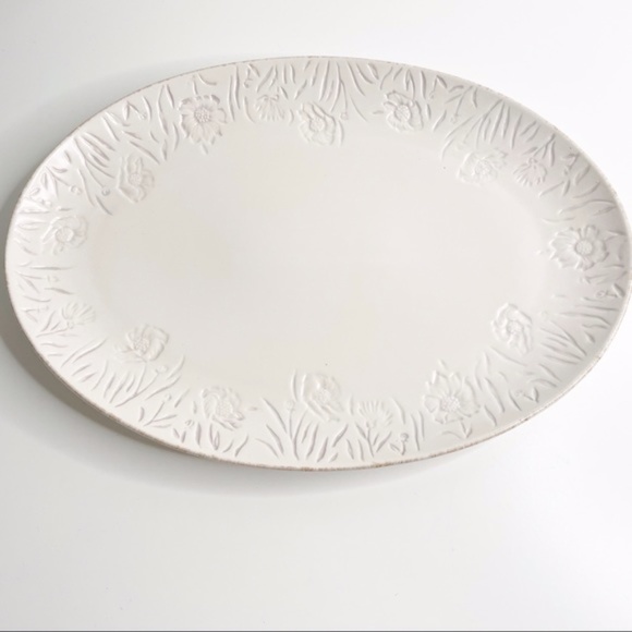 Threshold Stoneware Floral Serving Platter Cream - Picture 2 of 6